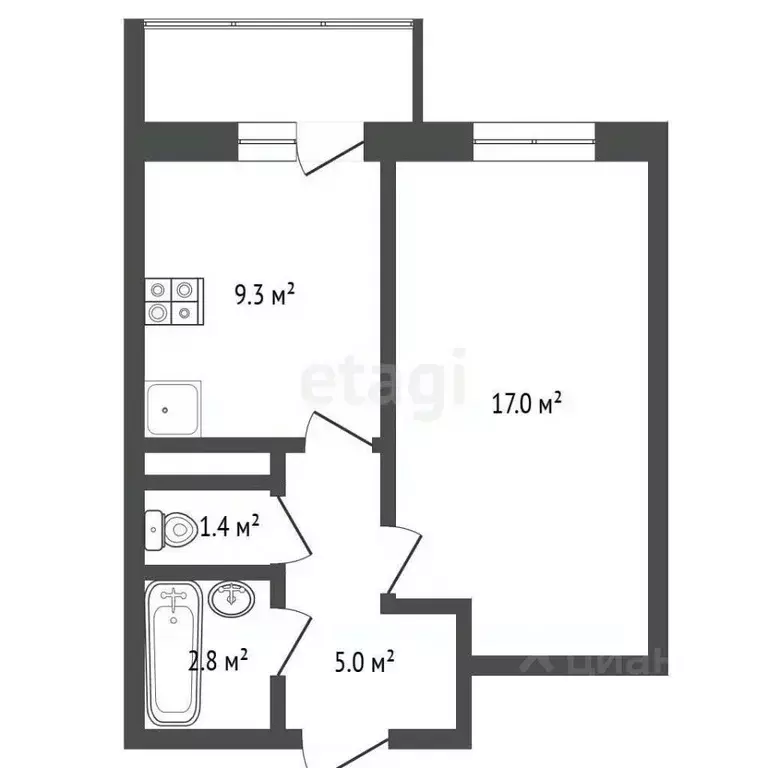 1-к кв. Московская область, Красногорск городской округ, Сабурово пгт ... - Фото 2