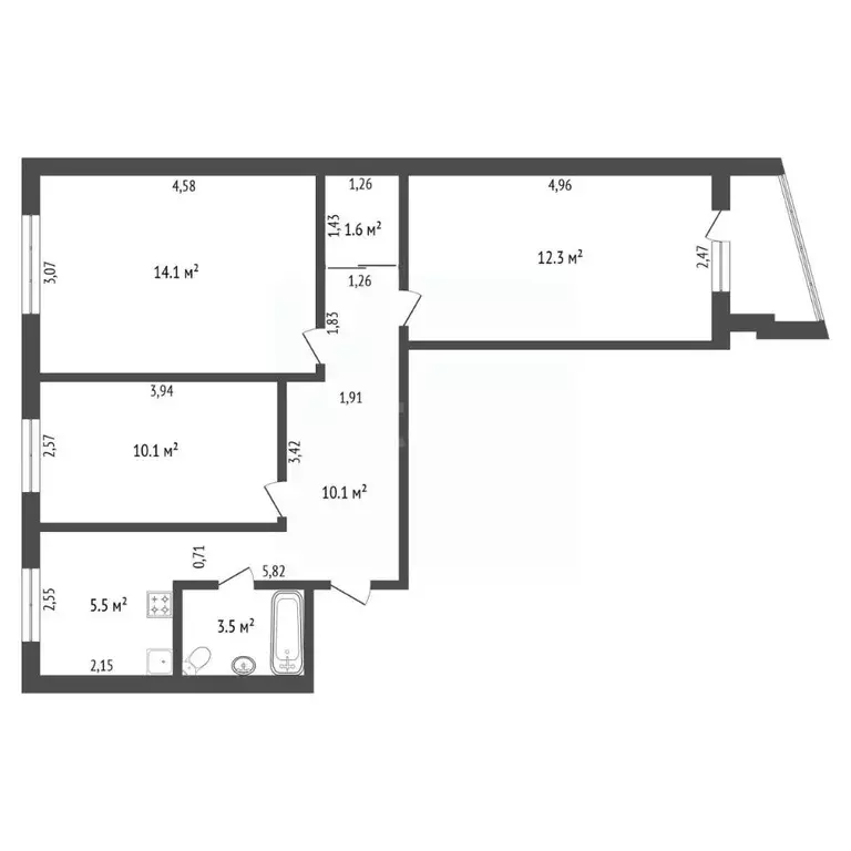 3-к кв. Амурская область, Тында ул. Красная Пресня, 32 (57.4 м) - Фото 1