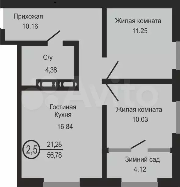 2-к. квартира, 56,8 м, 9/20 эт. - Фото 0