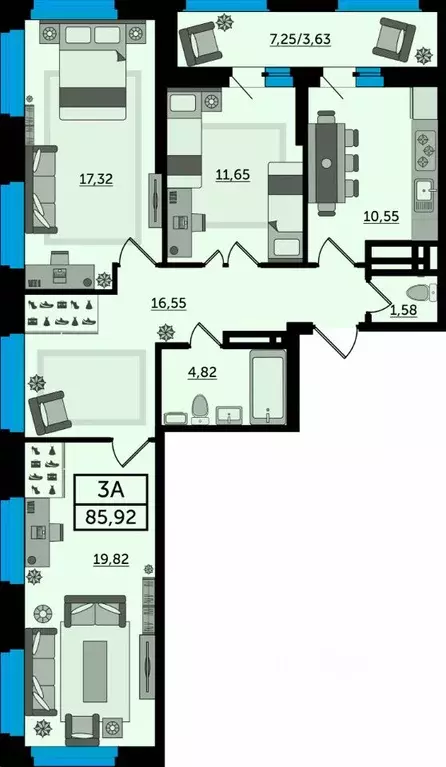 3-к кв. Ростовская область, Ростов-на-Дону просп. Михаила Нагибина ... - Фото 1