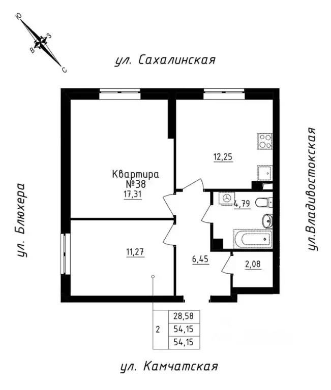 2-к кв. Свердловская область, Екатеринбург ул. Кронштадтская (54.15 м) - Фото 0