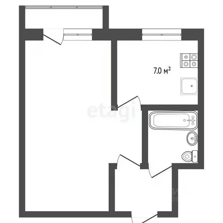 1-к кв. Тюменская область, Тюмень ул. 50 лет Октября, 32 (31.2 м) - Фото 1
