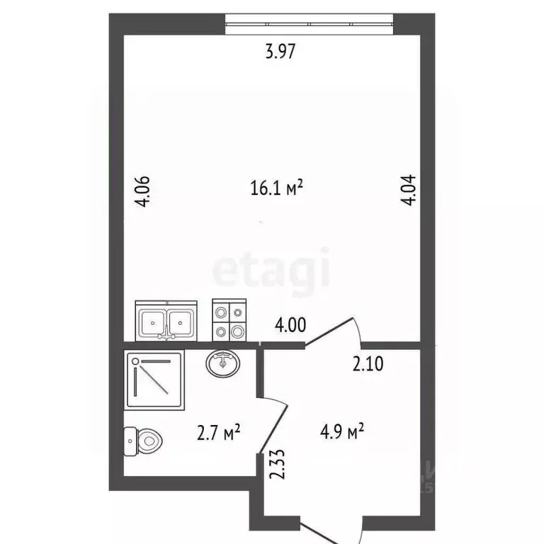 Студия Санкт-Петербург просп. Орлово-Денисовский, 19к1 (23.7 м) - Фото 2