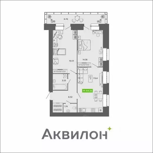 2-к кв. Архангельская область, Архангельск ул. Урицкого (64.25 м) - Фото 0