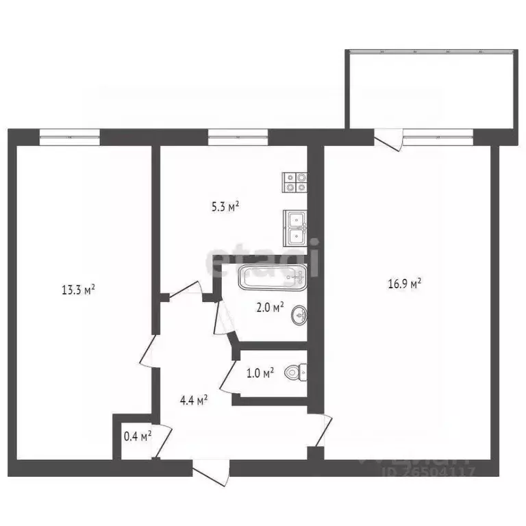 2-к кв. Севастополь ул. Вакуленчука, 21 (44.3 м) - Фото 2