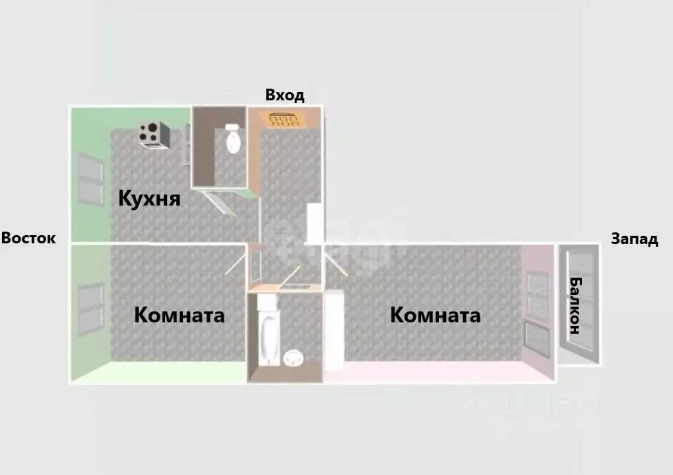 2-к кв. Сахалинская область, Южно-Сахалинск Мартовский пер., 8 (62.0 ... - Фото 2