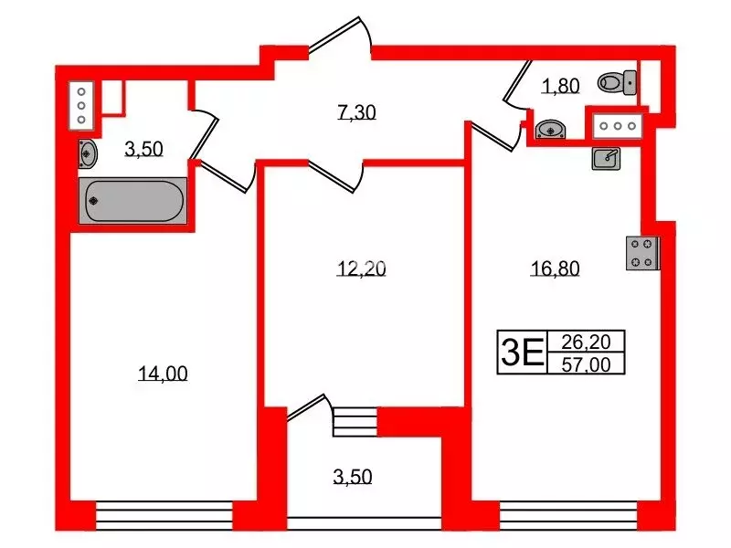 2-комнатная квартира: Санкт-Петербург, Тосина улица, 6 (57 м) - Фото 0