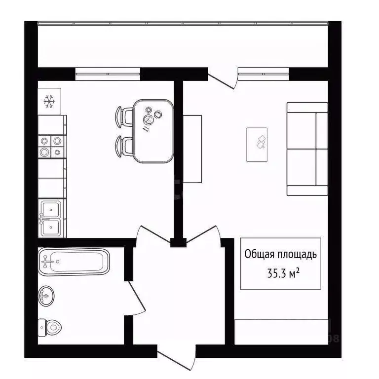 1-к кв. Новосибирская область, Новосибирск Учительская ул., 52 (35.3 ... - Фото 2