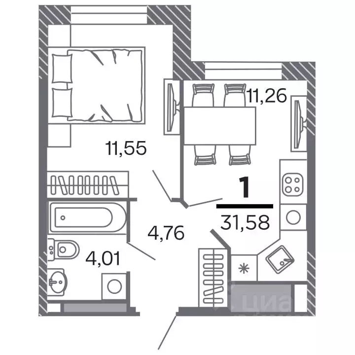 1-к кв. Рязанская область, Рязань Петра и Февронии жилой комплекс ... - Фото 1