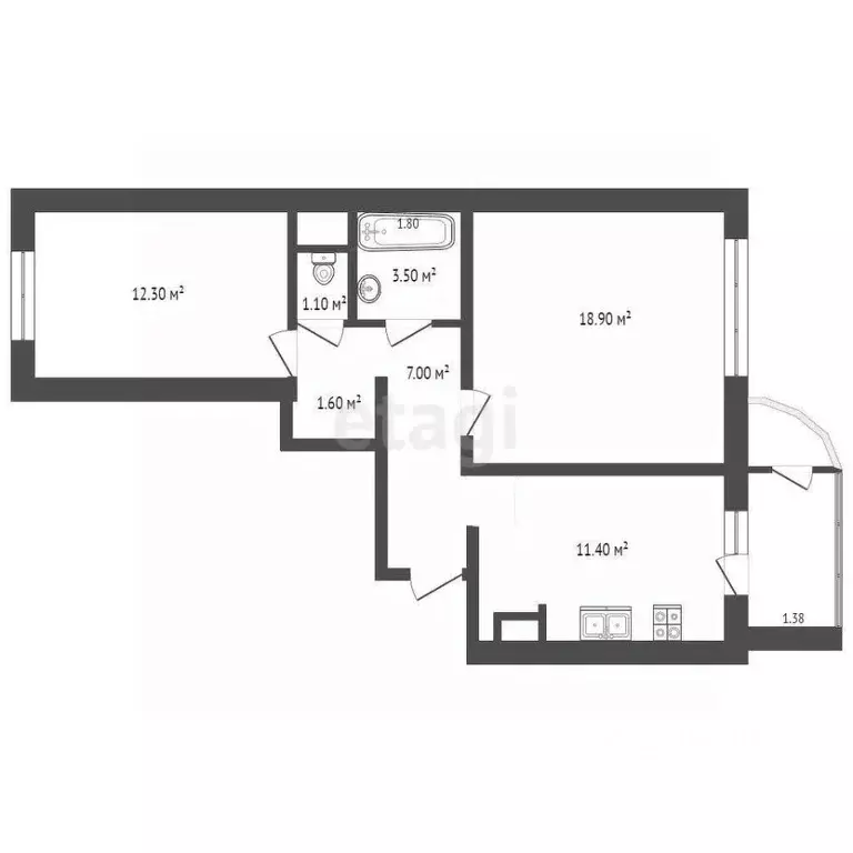 2-к кв. Московская область, Видное ул. Березовая, 18 (55.5 м) - Фото 2