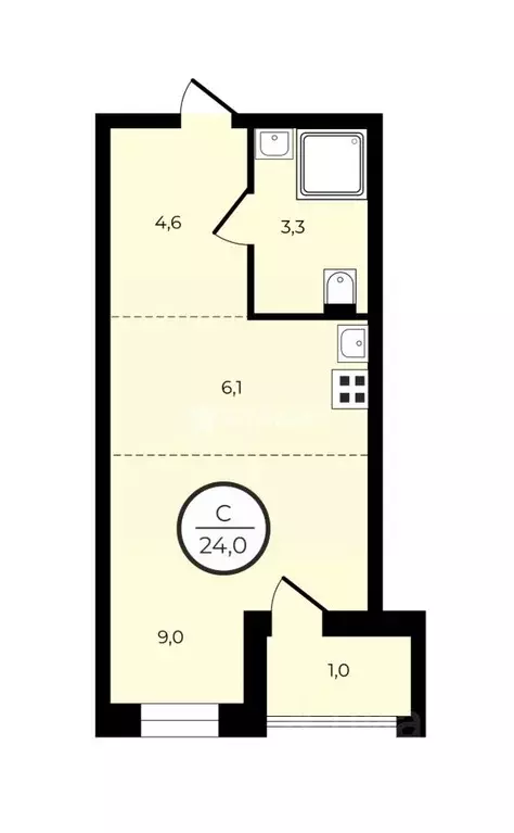 Студия Москва ул. Лобановский Лес, 7 (24.0 м) - Фото 2