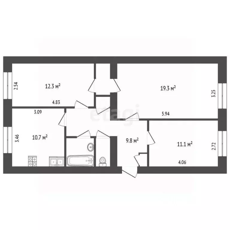 3-к кв. Ямало-Ненецкий АО, Новый Уренгой Юбилейный мкр, 1/1 (70.0 м) - Фото 1
