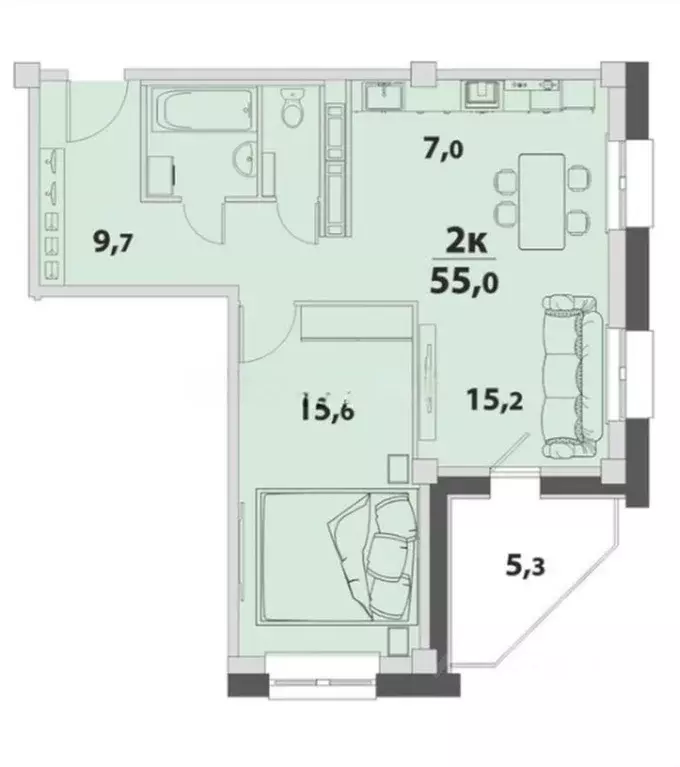 2-к кв. Томская область, Томск ул. Береговая, 11 (55.0 м) - Фото 0