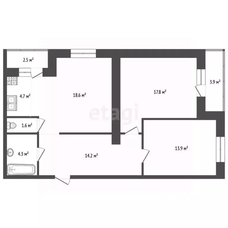 3-к кв. Забайкальский край, Чита ул. Ленина, 150 (79.7 м) - Фото 1