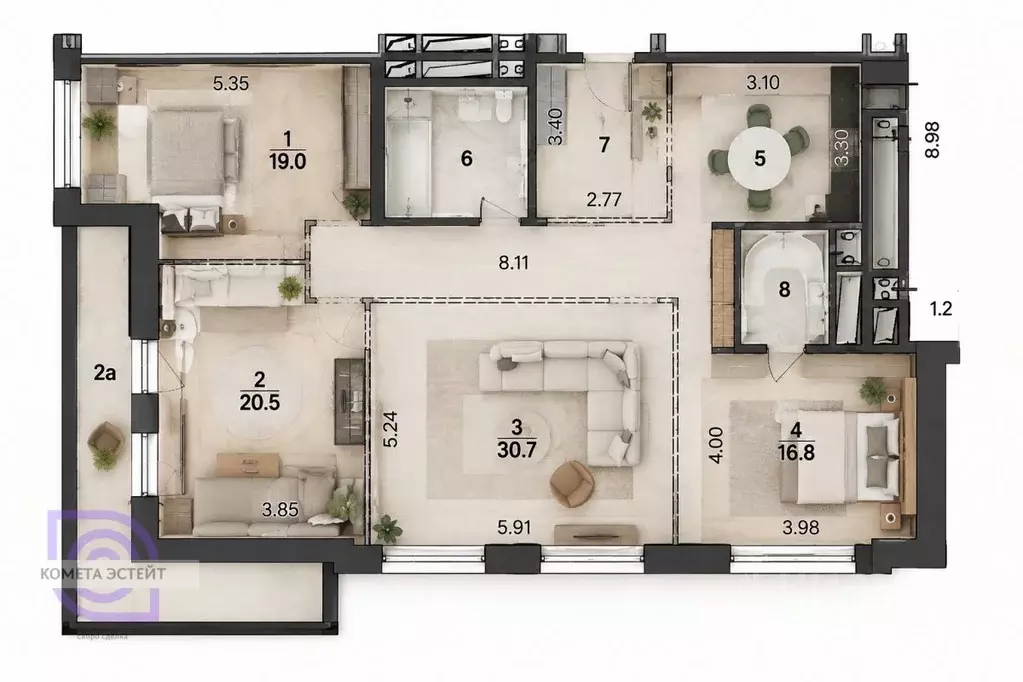 3-к кв. Москва Малая Филевская ул., 40к1 (144.0 м) - Фото 2