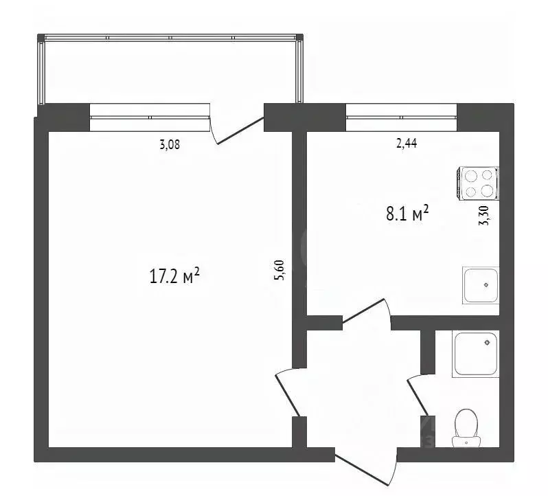 1-к кв. Ханты-Мансийский АО, Сургут ул. Толстого, 16 (32.8 м) - Фото 2
