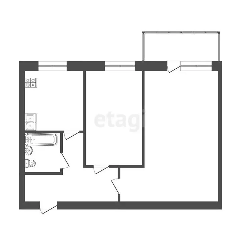 2-комнатная квартира: Тюмень, улица Республики, 196 (43.7 м) - Фото 1