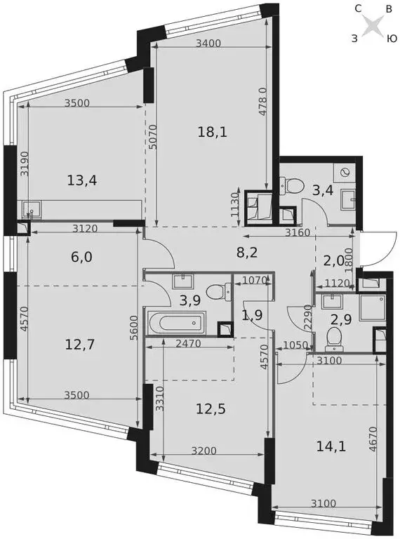 4-комнатная квартира: Москва, Варшавское шоссе, 1 (99.1 м) - Фото 2