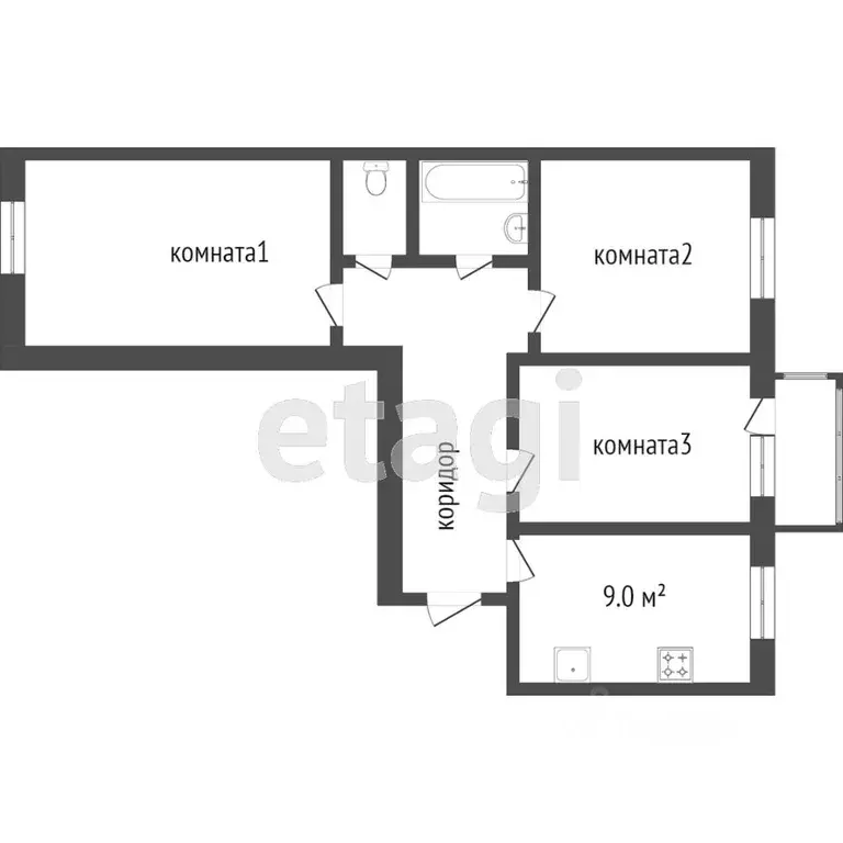 3-к кв. Бурятия, Улан-Удэ ул. Цивилева, 33 (64.3 м) - Фото 1