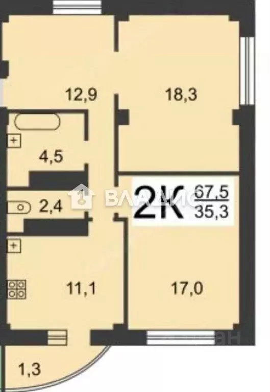 2-к кв. Нижегородская область, Нижний Новгород Юбилейный бул., 29А ... - Фото 2
