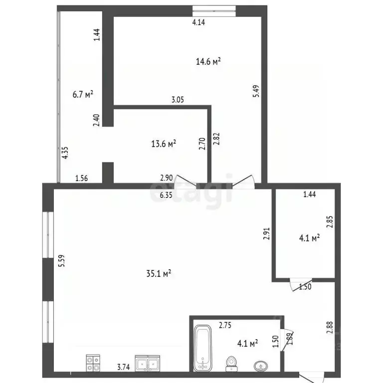 2-к кв. Башкортостан, Стерлитамак ул. Артема, 9 (65.6 м) - Фото 2