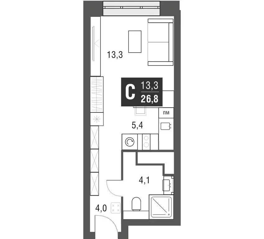 Квартира-студия: Москва, проезд Серебрякова, 11к2 (26.4 м) - Фото 0