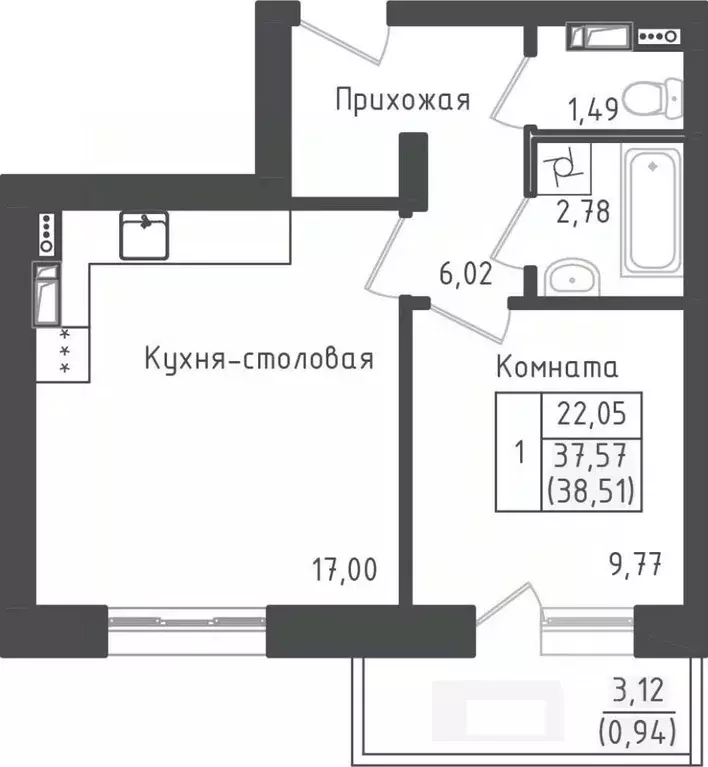 1-к кв. Московская область, Дмитровский муниципальный округ, д. Рыбаки ... - Фото 1
