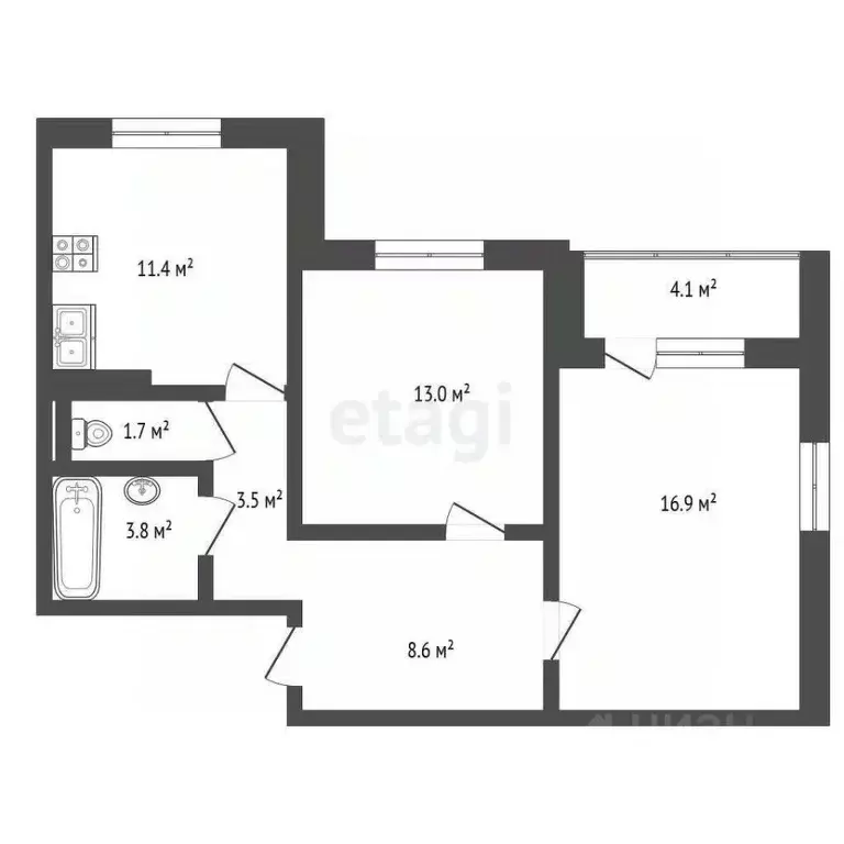 2-к кв. Орловская область, Орловский район, д. Жилина ул. Яблоневая, ... - Фото 1