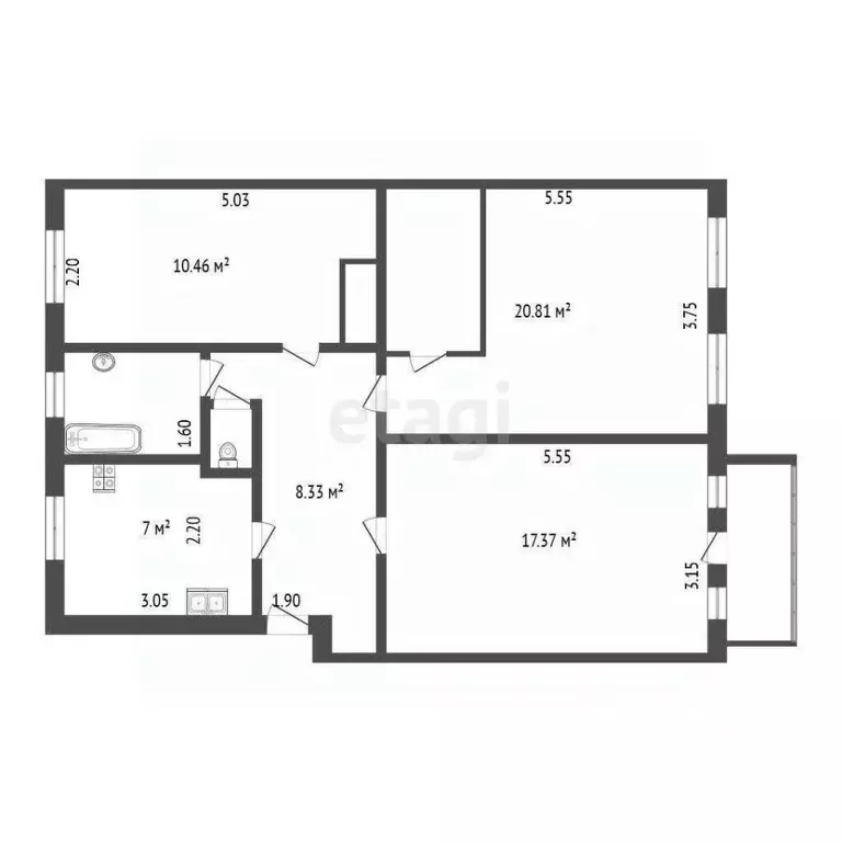 3-к кв. Санкт-Петербург ул. Восстания, 53 (67.9 м) - Фото 1