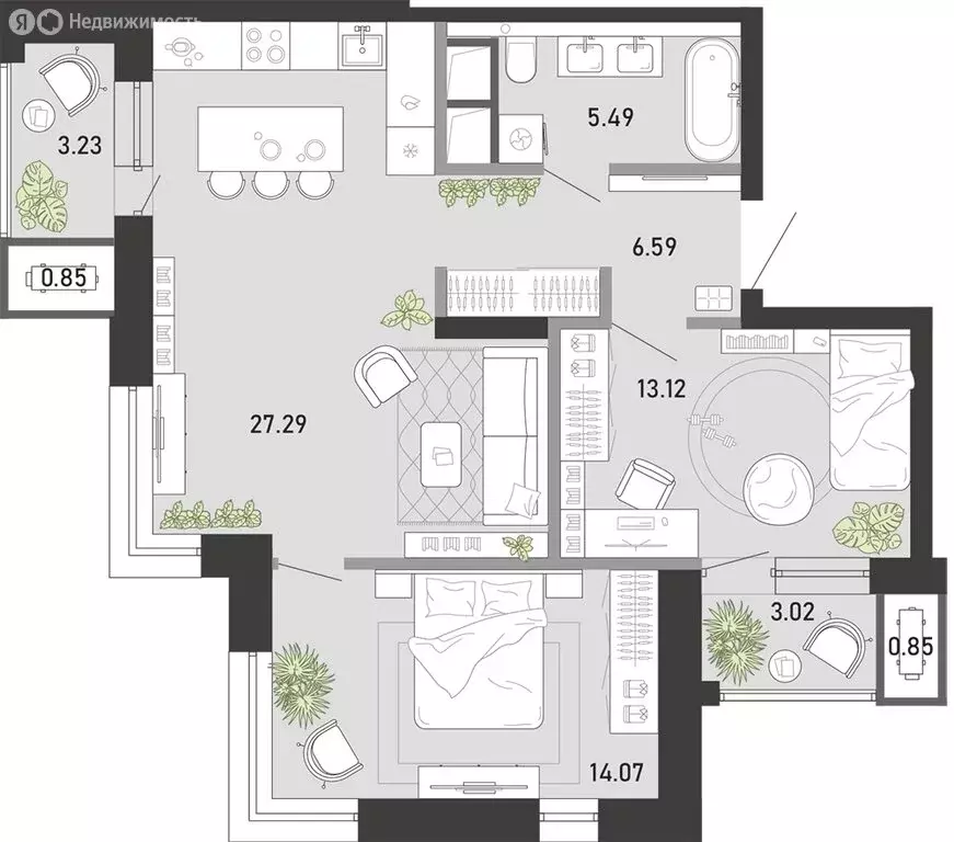 2-комнатная квартира: Тула, улица Фридриха Энгельса, 70А (74.51 м) - Фото 1