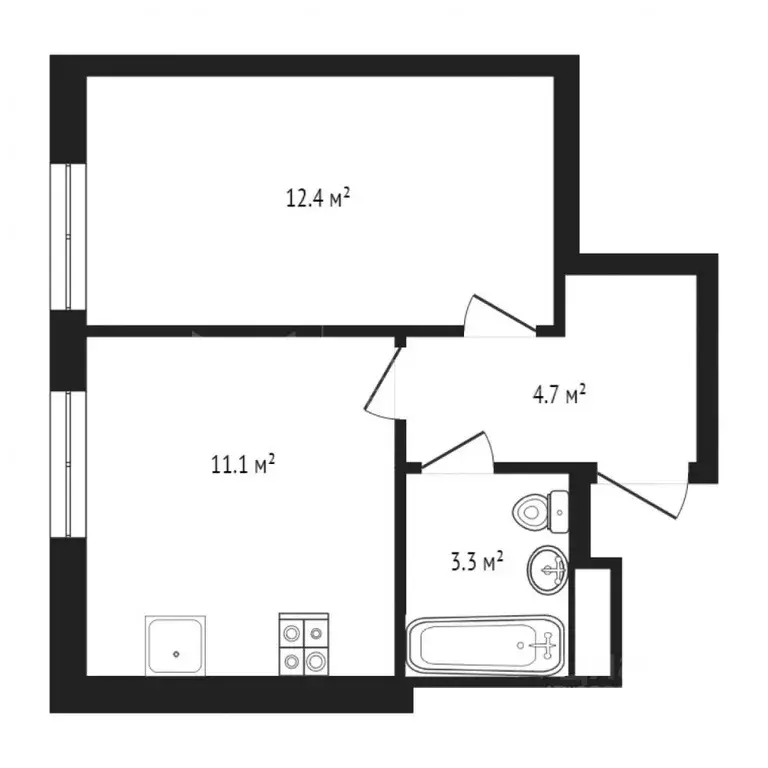 1-к кв. Тюменская область, Тюмень ул. 2-я Луговая, 24к3 (31.4 м) - Фото 2