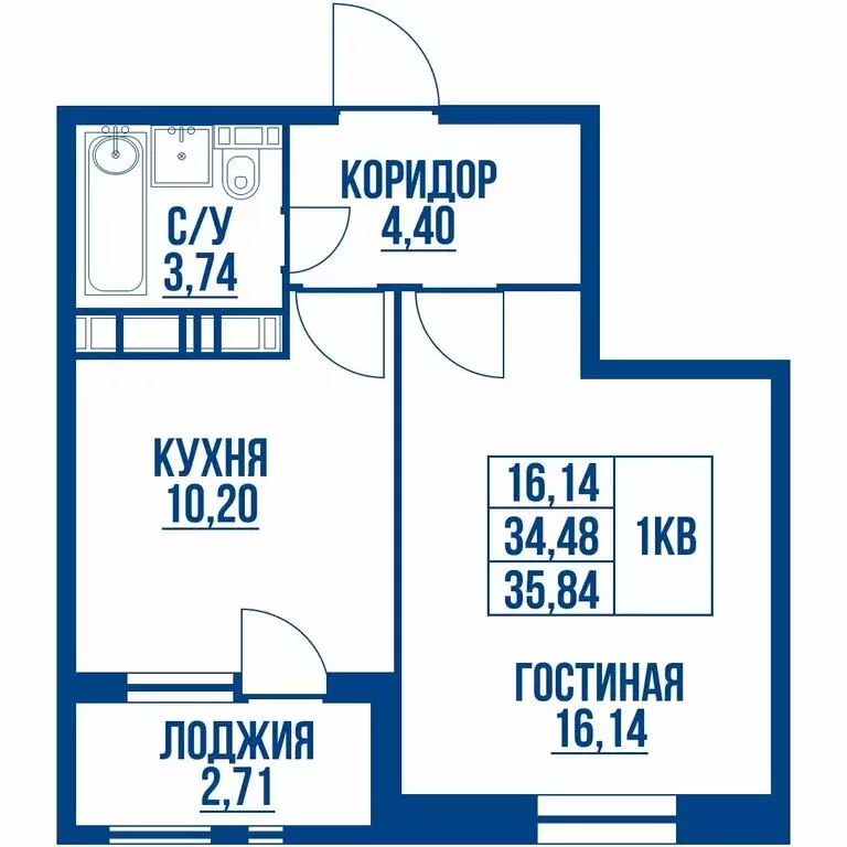 1-комнатная квартира: Санкт-Петербург, Студенческая улица, 14к1 (35.84 ... - Фото 1