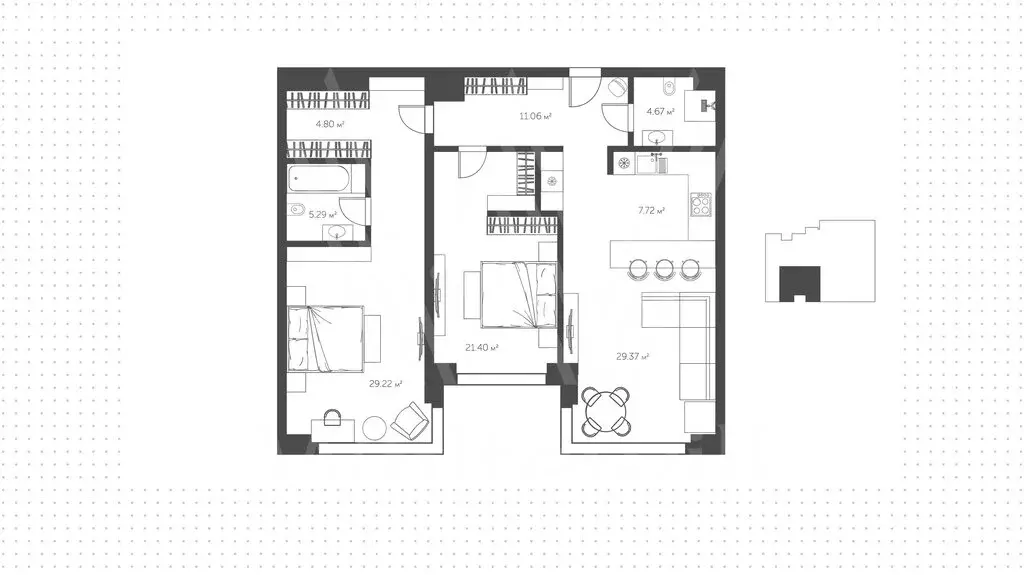 2-комнатная квартира: Москва, проспект Академика Сахарова, 7 (114 м) - Фото 1