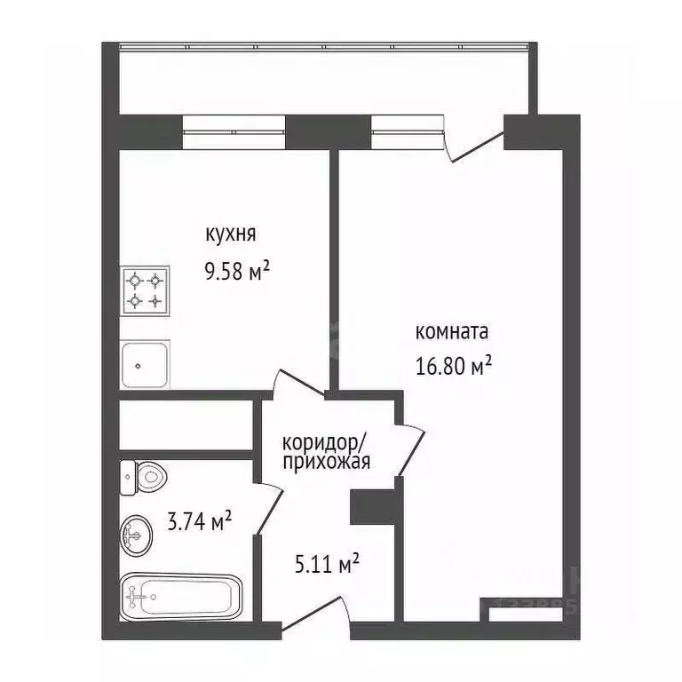1-к кв. Красноярский край, Красноярск ул. Калинина, 41В (38.0 м) - Фото 1