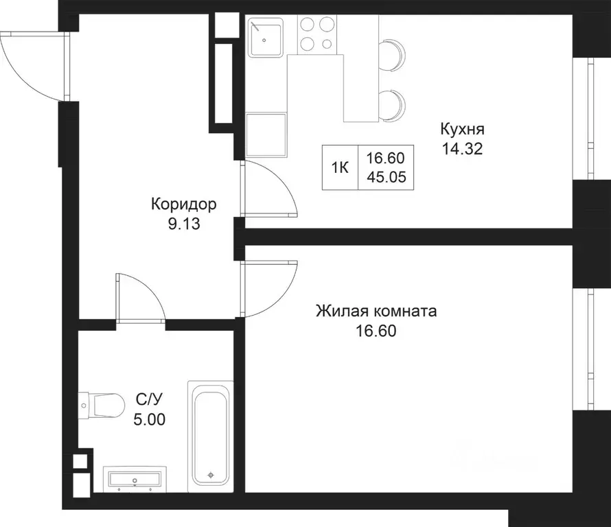 1-к кв. Татарстан, Казань Дом на Исхаки жилой комплекс (45.05 м) - Фото 0