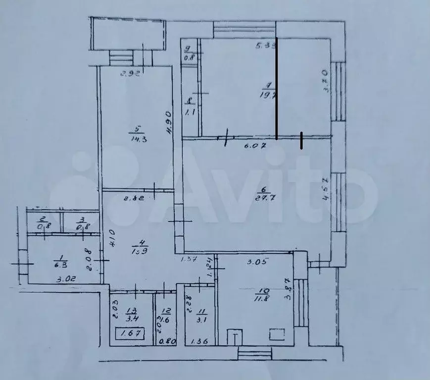 4-к. квартира, 108,4 м, 5/5 эт. - Фото 0