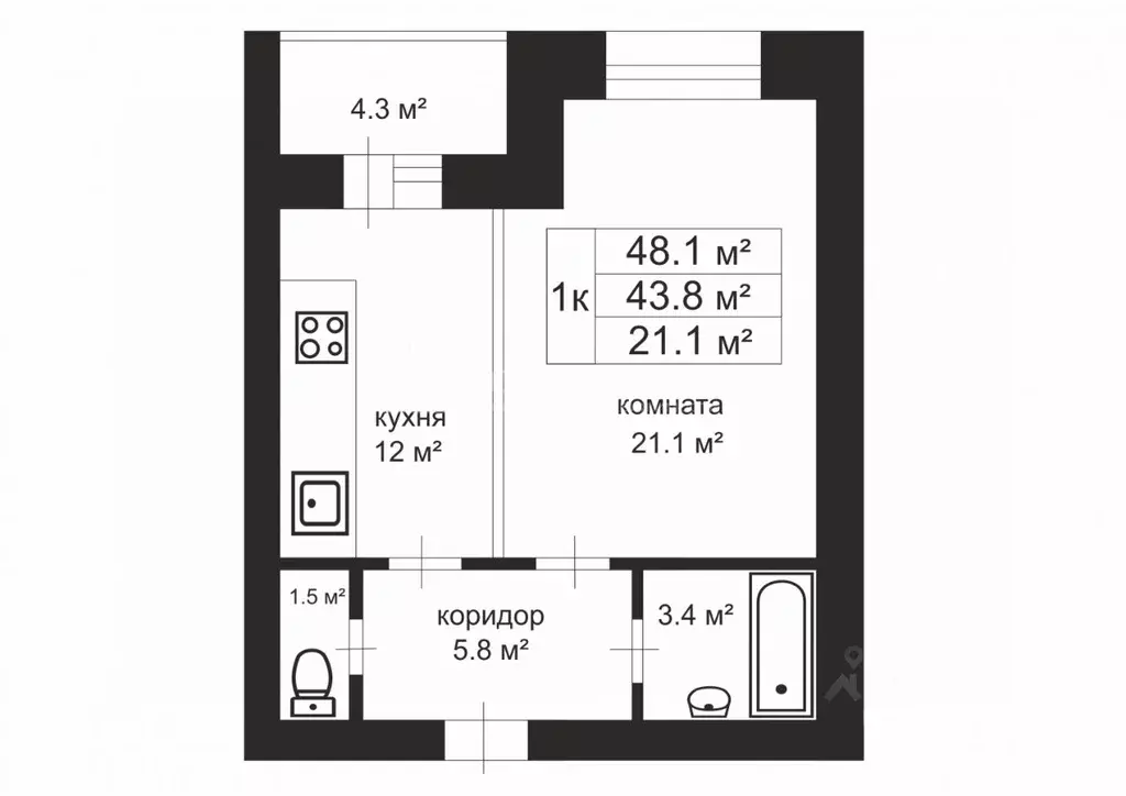1-к кв. Владимирская область, Владимир просп. Строителей, 42г (48.1 м) - Фото 2