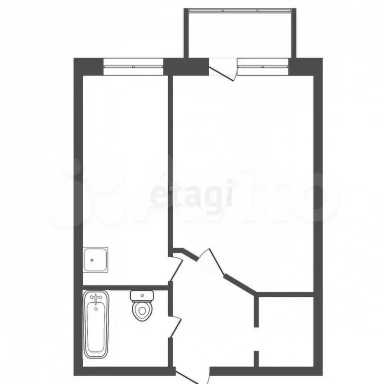 1-к. квартира, 29,6 м, 2/5 эт. - Фото 0
