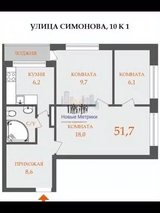 3-к кв. Санкт-Петербург ул. Симонова, 10к1 (51.7 м) - Фото 1