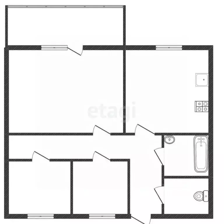 3-к кв. Калужская область, Обнинск просп. Маркса, 72 (58.0 м) - Фото 2