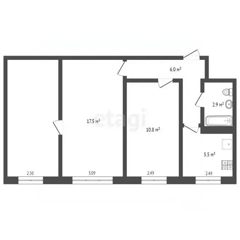 3-к кв. Псковская область, Псков Гражданская ул., 7 (56.1 м) - Фото 2