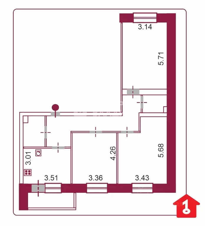 3-к кв. Омская область, Омск Светловская ул., 12 (80.2 м) - Фото 1