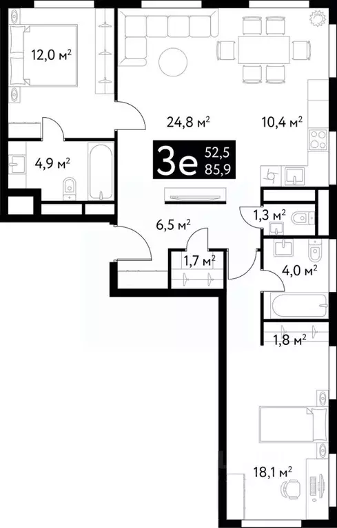 3-к кв. Москва Большая Спасская ул., 35 (85.5 м) - Фото 0