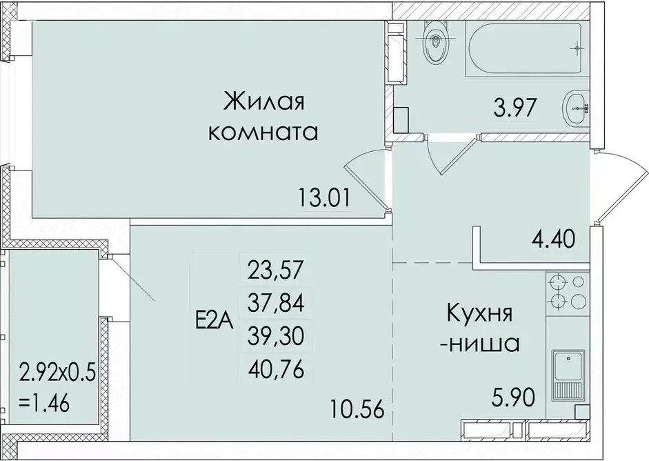 2-комнатная квартира: Ростов-на-Дону, проспект Сиверса, 12Д (39.3 м) - Фото 0