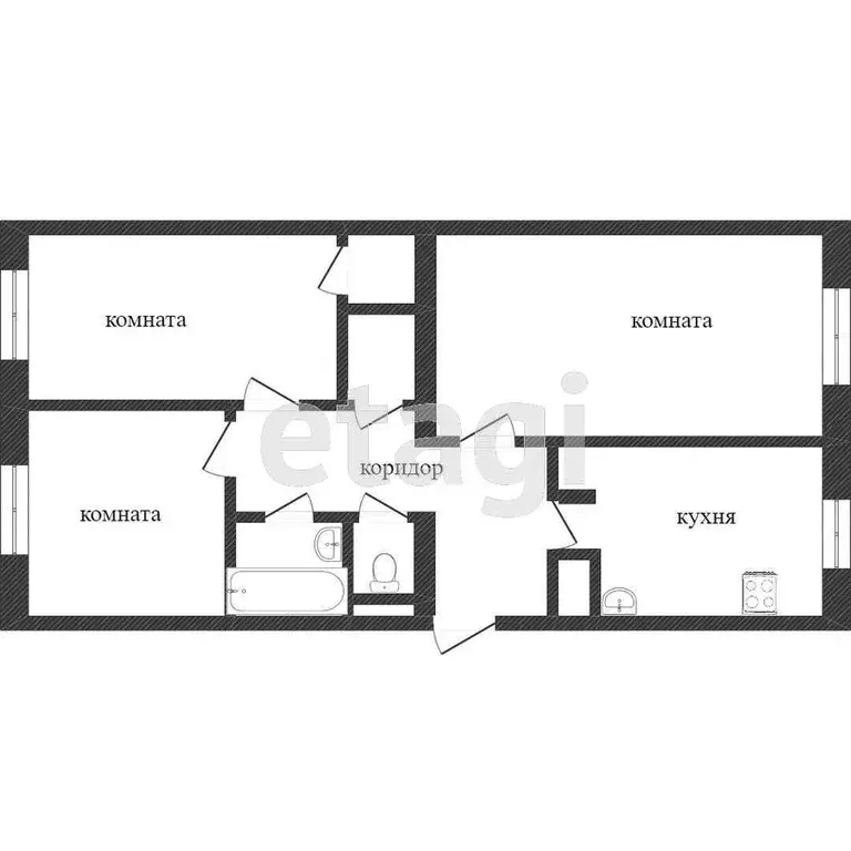 Квартира, 3 комнаты, 68.5 м - Фото 0