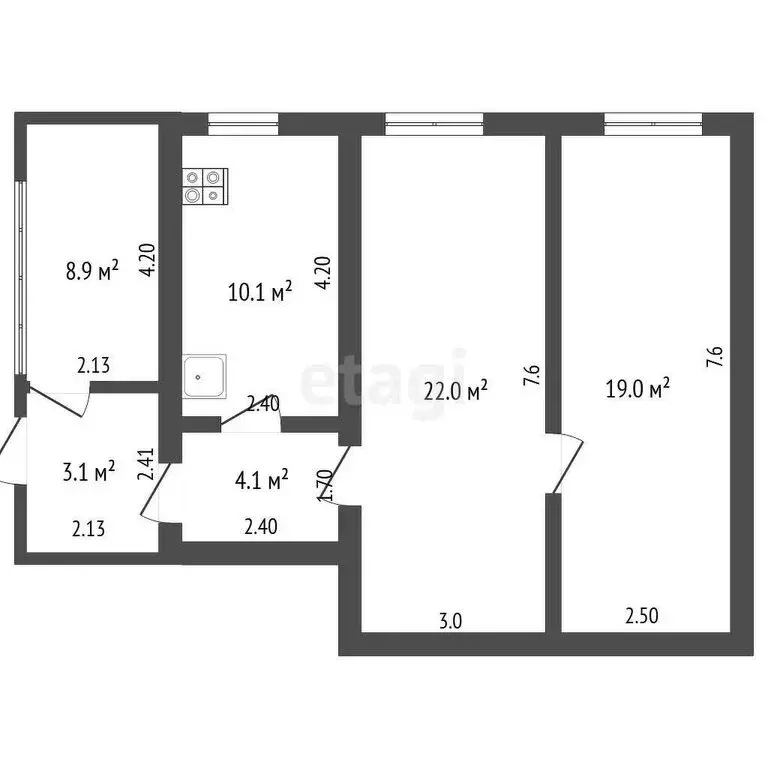 2-комнатная квартира: село Киргиз-Мияки, Строительная улица, 6 (56 м) - Фото 0