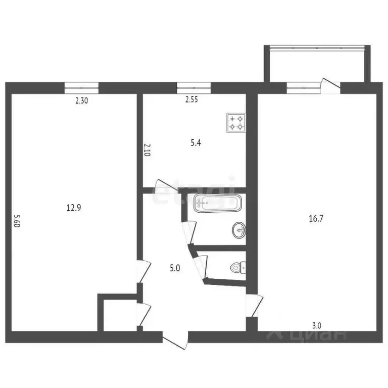 2-к кв. Карачаево-Черкесия, Черкесск ул. Горького, 4 (59.0 м) - Фото 1