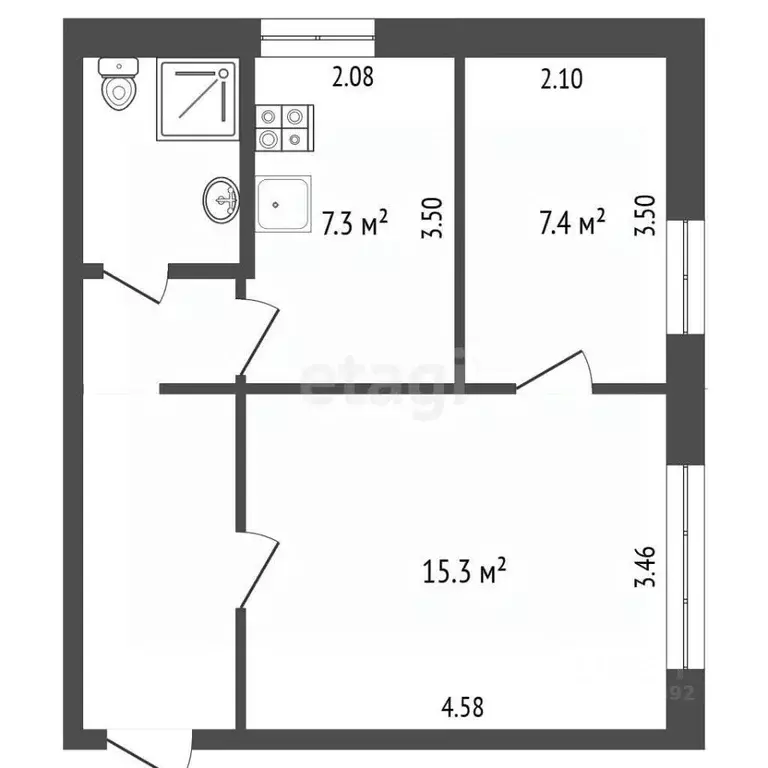 2-к кв. Вологодская область, Харовск ул. Пушкина, 12 (40.96 м) - Фото 2