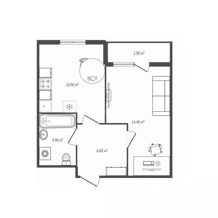 1-к кв. Брянская область, Брянск Флотская ул., 32 (33.4 м) - Фото 1