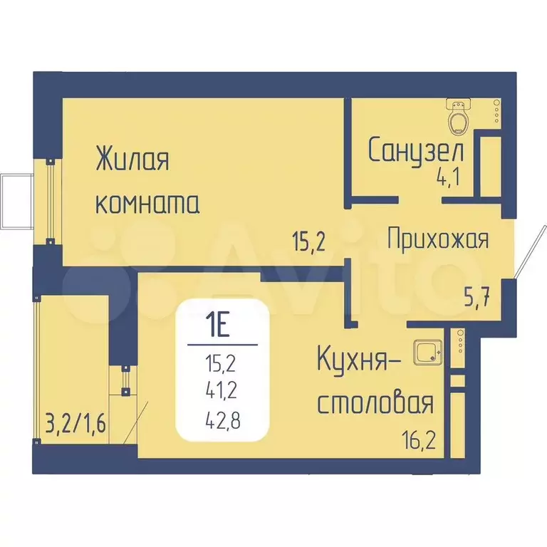 1-к. квартира, 42,8 м, 19/24 эт. - Фото 0